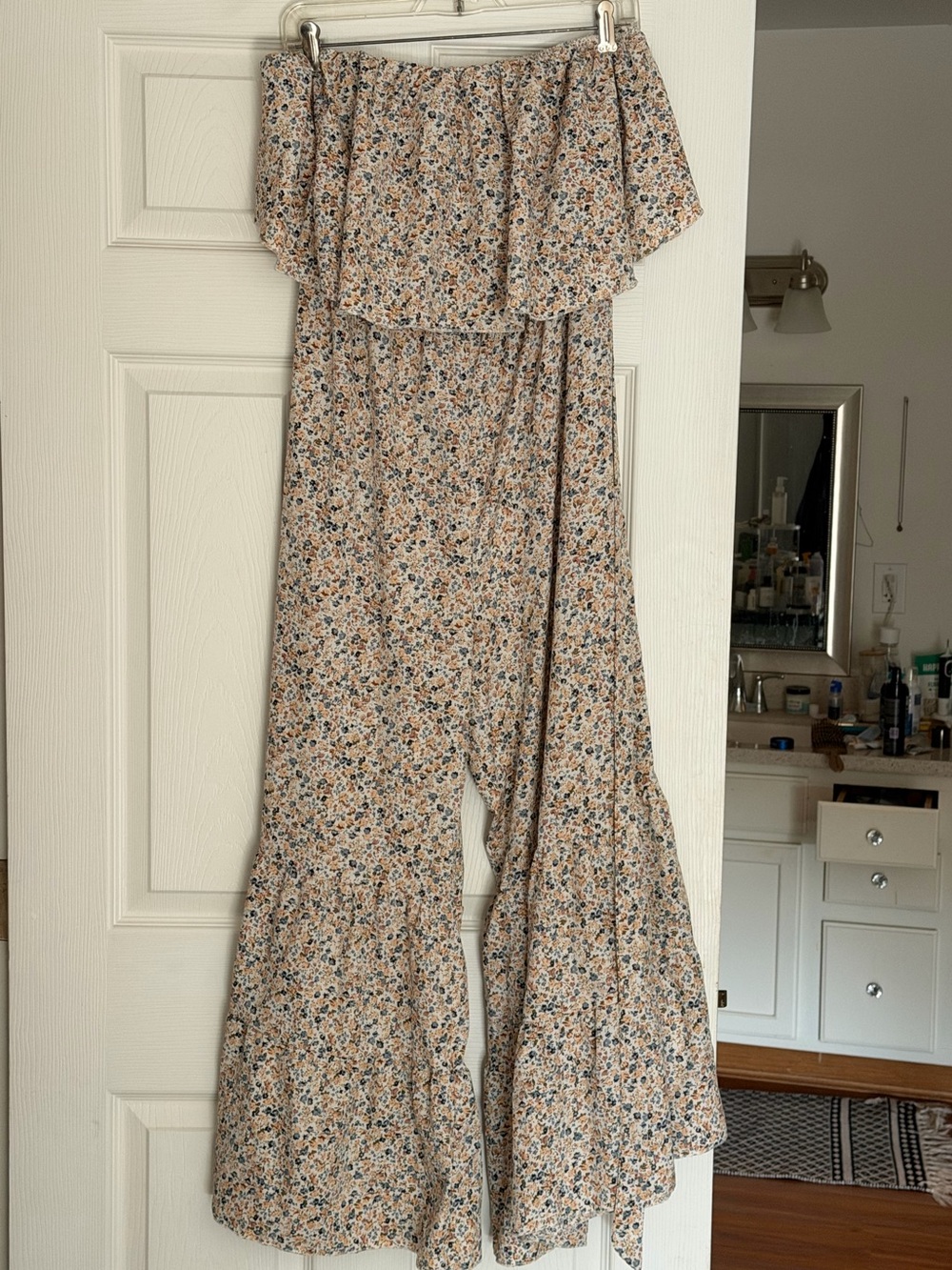 Strapless Floral Wide-Leg Jumpsuit